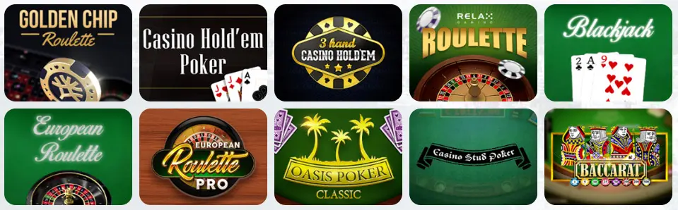 Juegos de mesa en VEGAZ CASINO